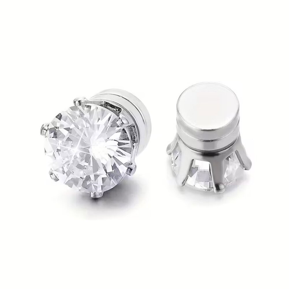 5 Pairs/ set of Sparkling Clip on Earrings Made of Stainless Steel and Zirconia - Picture 2 of 4